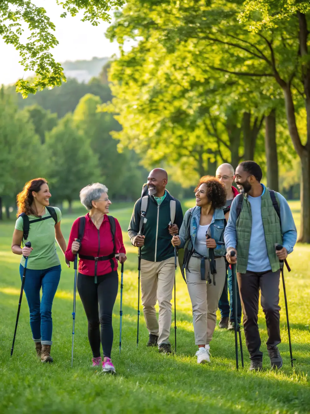 A scene of individuals participating in a community outing, such as a visit to a local park or museum, promoting social inclusion.
